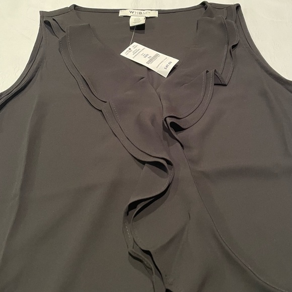 WHBM Surplice Ruffle Shell in Black Size XS NWT - Picture 5 of 6